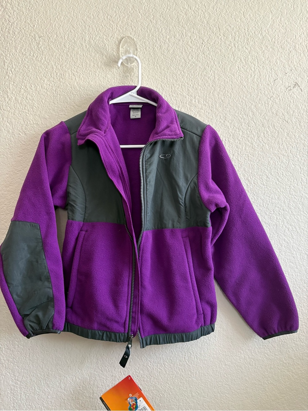 Purple Fleece Jacket with Gray Panels